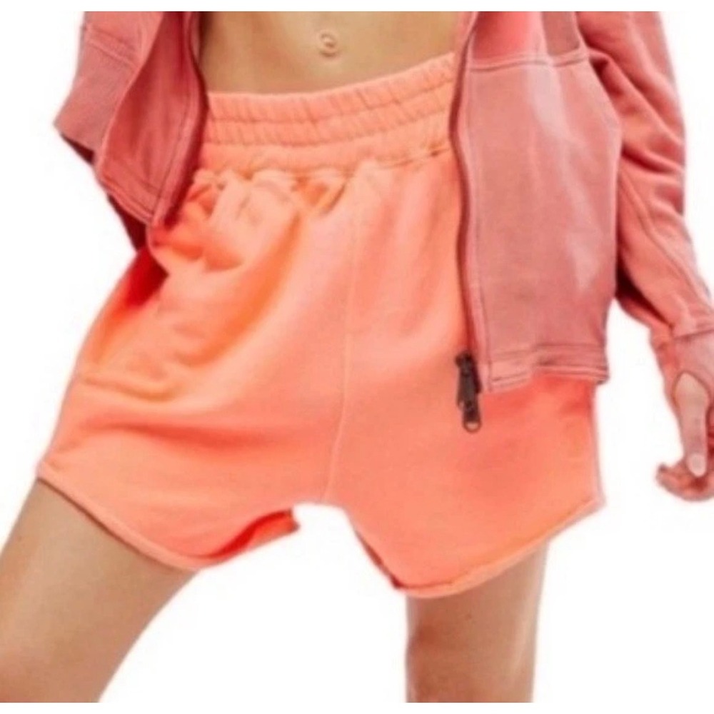 Free People Movement All Star Knit Pull-On High Rise Shorts Coral Medium
